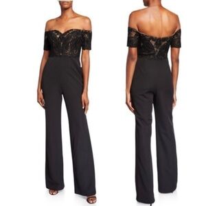 BADGLEY MISCHKA Collection Off-the-Shoulder Lace Corset Jumpsuit Jumper Size 4